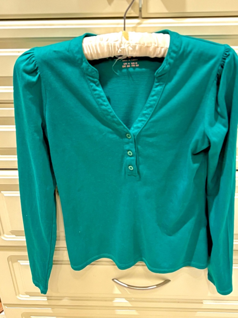 Boden Puff Sleeve Top Green  Size O